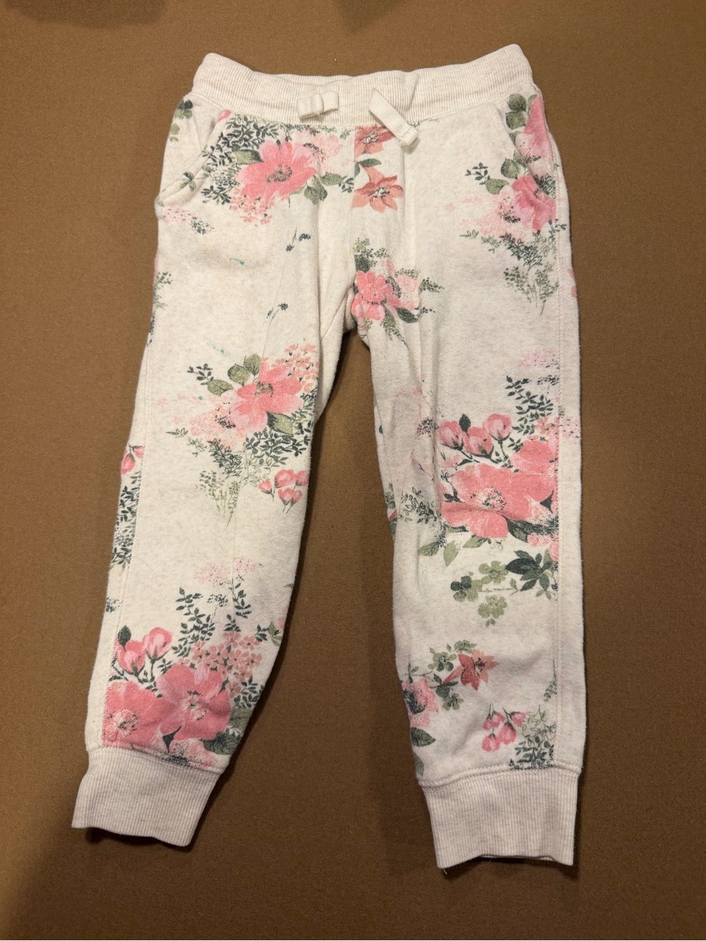OshKosh B'gosh Pink Floral Cream Jogger Pants
